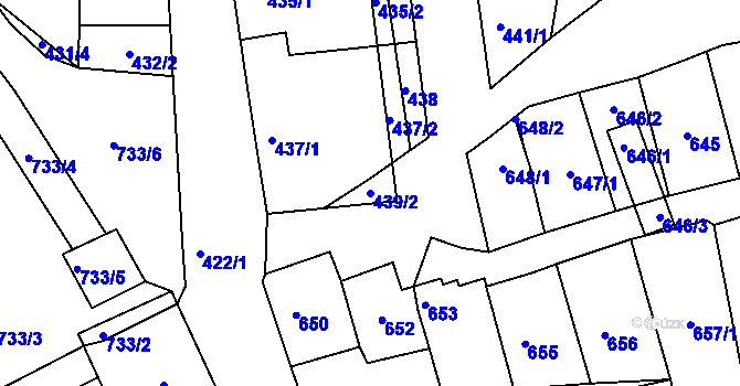 Parcela st. 439/2 v KÚ Hlohovec, Katastrální mapa