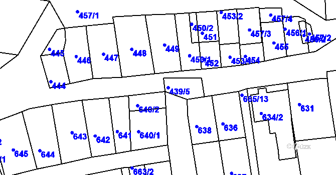 Parcela st. 439/5 v KÚ Hlohovec, Katastrální mapa