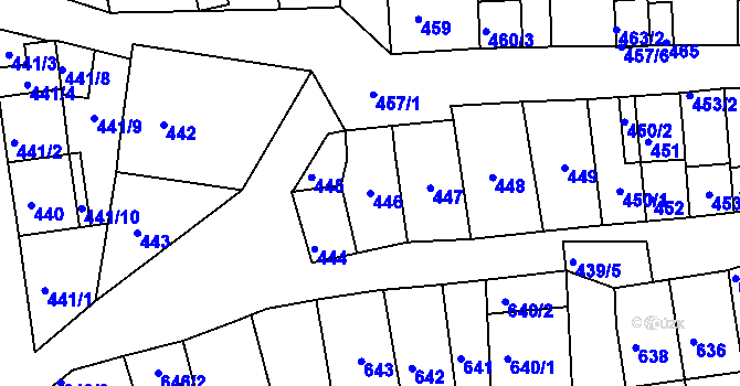 Parcela st. 446 v KÚ Hlohovec, Katastrální mapa