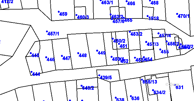Parcela st. 449 v KÚ Hlohovec, Katastrální mapa