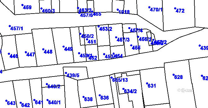 Parcela st. 453/1 v KÚ Hlohovec, Katastrální mapa