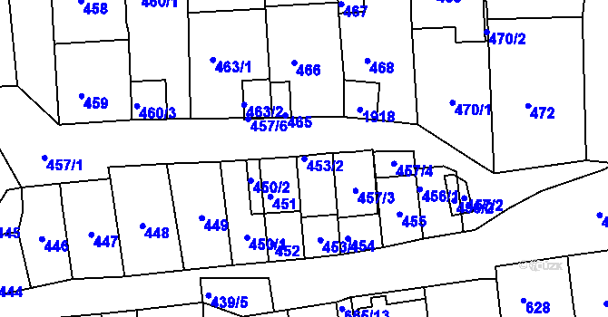 Parcela st. 453/2 v KÚ Hlohovec, Katastrální mapa