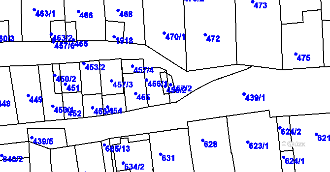 Parcela st. 456/2 v KÚ Hlohovec, Katastrální mapa