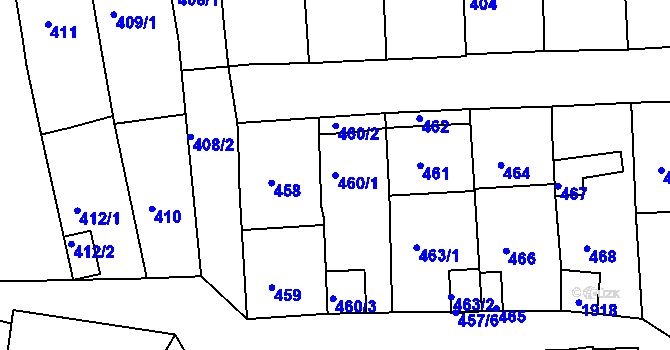 Parcela st. 460/1 v KÚ Hlohovec, Katastrální mapa