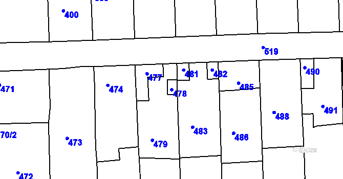 Parcela st. 478 v KÚ Hlohovec, Katastrální mapa
