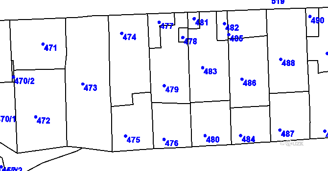 Parcela st. 479 v KÚ Hlohovec, Katastrální mapa