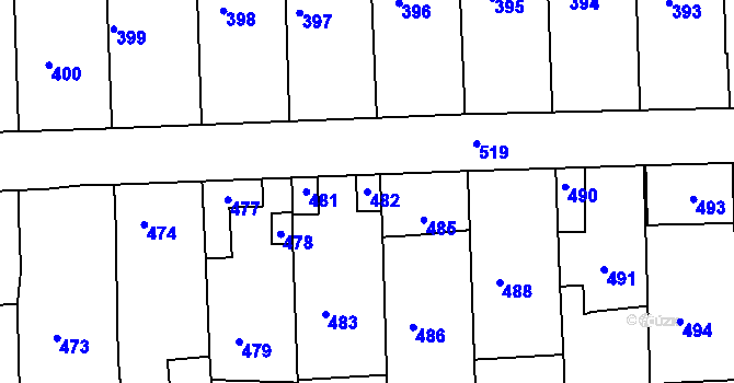 Parcela st. 482 v KÚ Hlohovec, Katastrální mapa