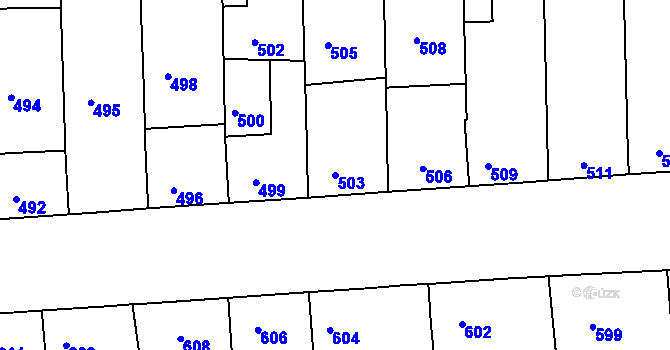Parcela st. 503 v KÚ Hlohovec, Katastrální mapa