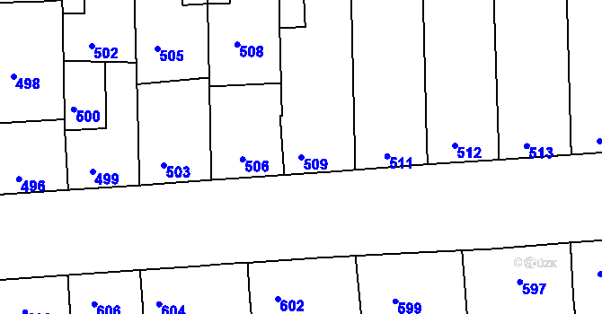 Parcela st. 509 v KÚ Hlohovec, Katastrální mapa
