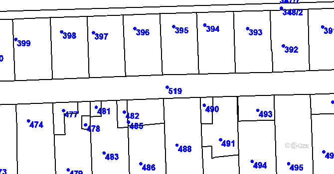 Parcela st. 519 v KÚ Hlohovec, Katastrální mapa