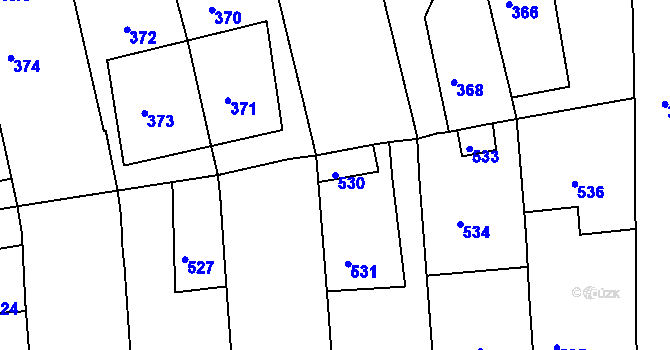 Parcela st. 530 v KÚ Hlohovec, Katastrální mapa