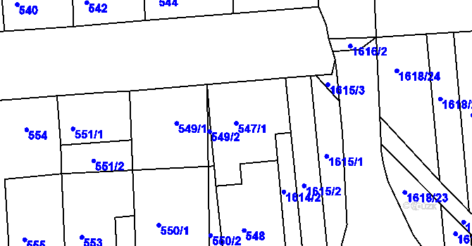 Parcela st. 547/1 v KÚ Hlohovec, Katastrální mapa