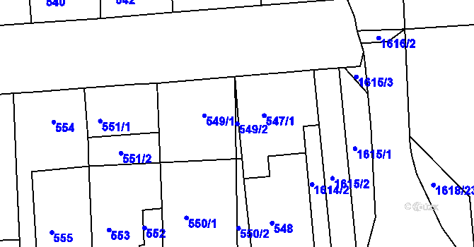 Parcela st. 549/2 v KÚ Hlohovec, Katastrální mapa