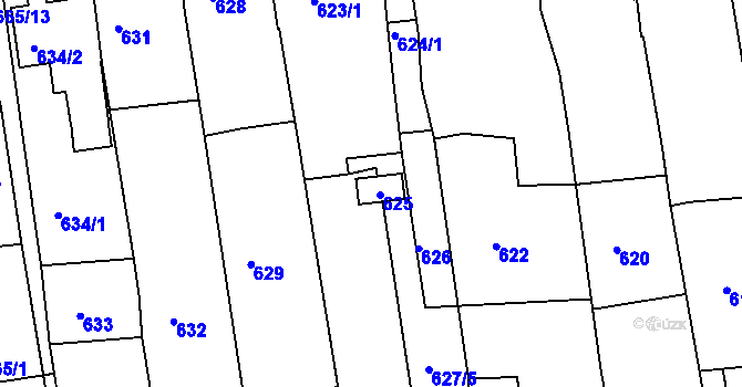Parcela st. 625 v KÚ Hlohovec, Katastrální mapa