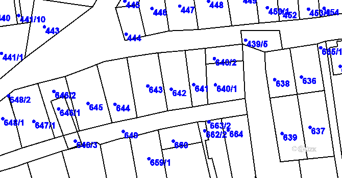 Parcela st. 642 v KÚ Hlohovec, Katastrální mapa