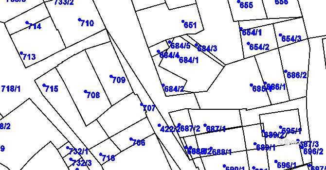Parcela st. 684/2 v KÚ Hlohovec, Katastrální mapa