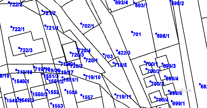 Parcela st. 703 v KÚ Hlohovec, Katastrální mapa