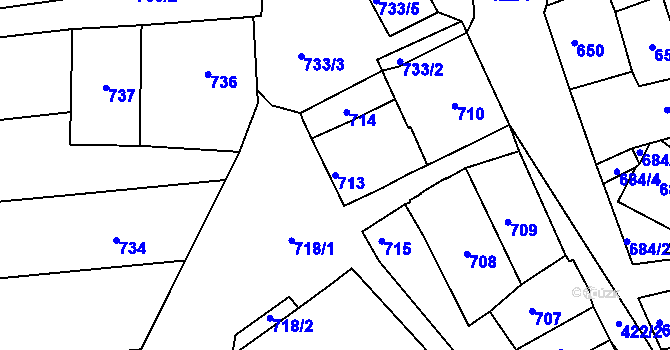 Parcela st. 713 v KÚ Hlohovec, Katastrální mapa