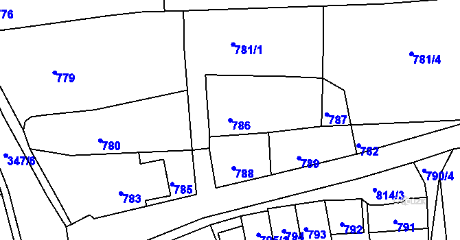 Parcela st. 786 v KÚ Hlohovec, Katastrální mapa