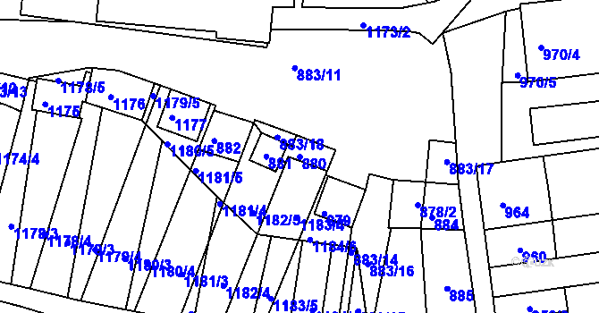 Parcela st. 880 v KÚ Hlohovec, Katastrální mapa
