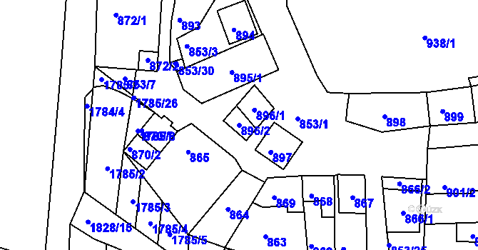 Parcela st. 896/2 v KÚ Hlohovec, Katastrální mapa