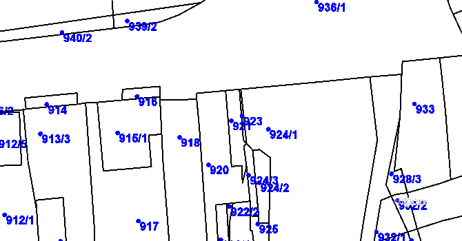 Parcela st. 921 v KÚ Hlohovec, Katastrální mapa