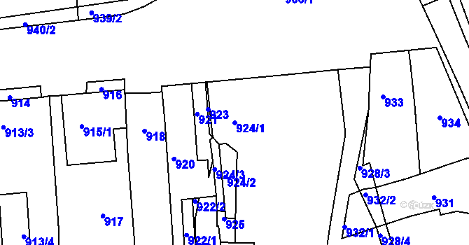 Parcela st. 924/1 v KÚ Hlohovec, Katastrální mapa