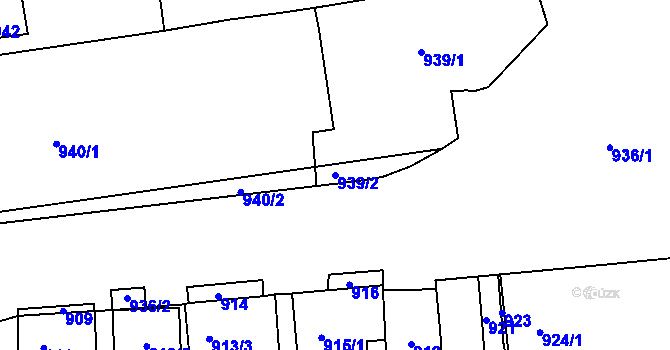 Parcela st. 939/2 v KÚ Hlohovec, Katastrální mapa