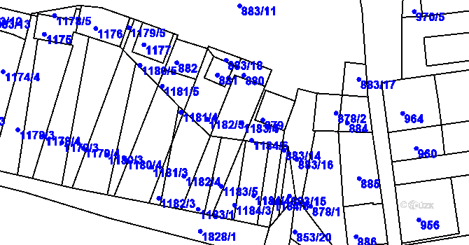 Parcela st. 1183/4 v KÚ Hlohovec, Katastrální mapa