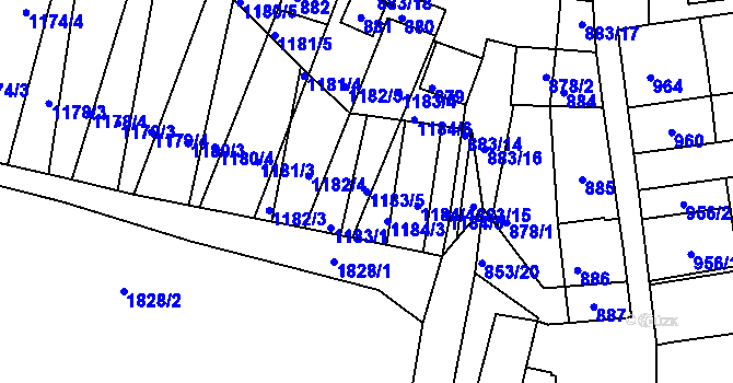 Parcela st. 1183/5 v KÚ Hlohovec, Katastrální mapa