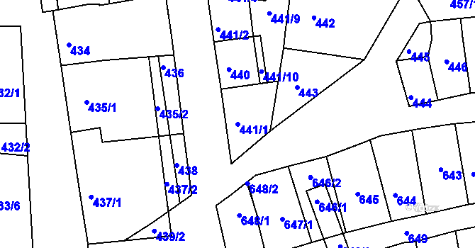 Parcela st. 441/1 v KÚ Hlohovec, Katastrální mapa