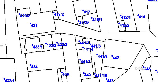 Parcela st. 441/3 v KÚ Hlohovec, Katastrální mapa