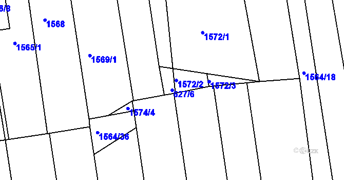 Parcela st. 627/6 v KÚ Hlohovec, Katastrální mapa