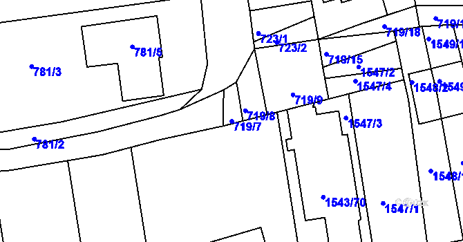 Parcela st. 719/7 v KÚ Hlohovec, Katastrální mapa