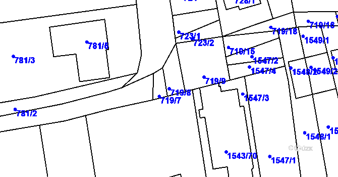 Parcela st. 719/8 v KÚ Hlohovec, Katastrální mapa