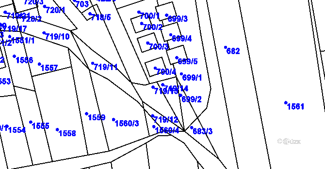 Parcela st. 719/14 v KÚ Hlohovec, Katastrální mapa