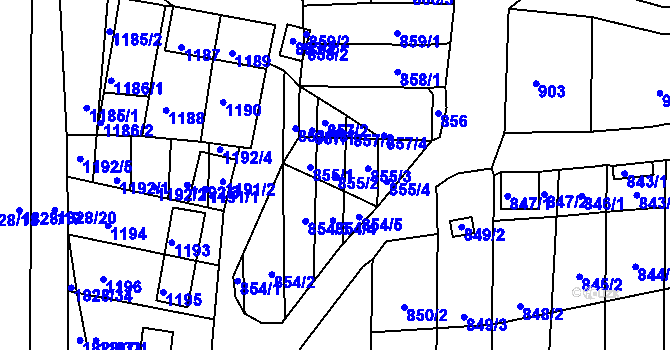 Parcela st. 855/2 v KÚ Hlohovec, Katastrální mapa