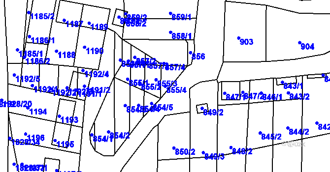 Parcela st. 855/4 v KÚ Hlohovec, Katastrální mapa