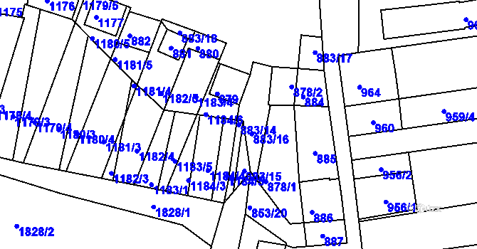 Parcela st. 883/14 v KÚ Hlohovec, Katastrální mapa