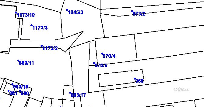 Parcela st. 970/4 v KÚ Hlohovec, Katastrální mapa