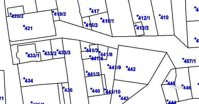 Parcela st. 441/8 v KÚ Hlohovec, Katastrální mapa