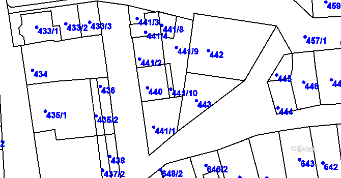 Parcela st. 441/10 v KÚ Hlohovec, Katastrální mapa