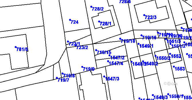 Parcela st. 719/15 v KÚ Hlohovec, Katastrální mapa