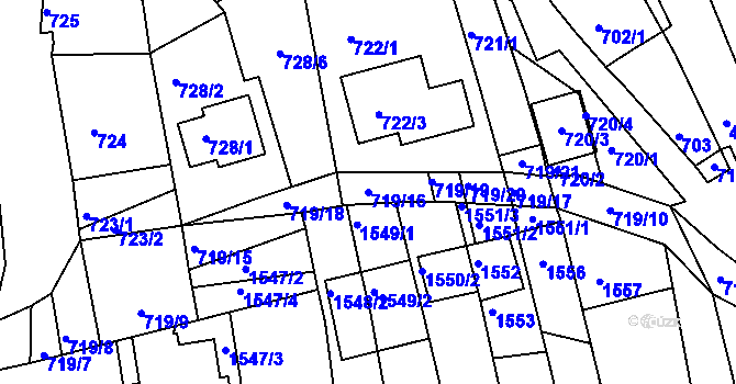Parcela st. 719/16 v KÚ Hlohovec, Katastrální mapa