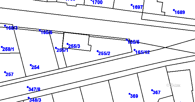 Parcela st. 255/2 v KÚ Hlohovec, Katastrální mapa