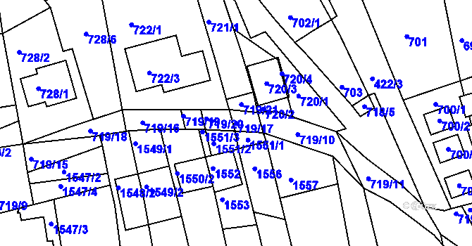 Parcela st. 719/17 v KÚ Hlohovec, Katastrální mapa