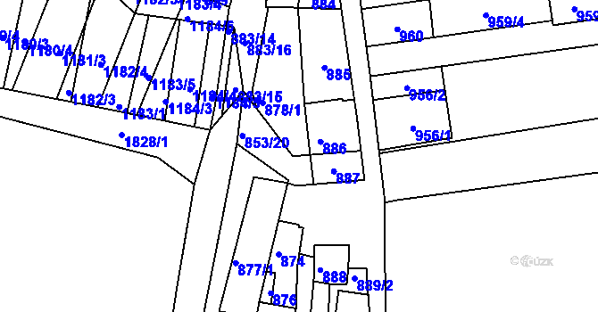 Parcela st. 853/21 v KÚ Hlohovec, Katastrální mapa