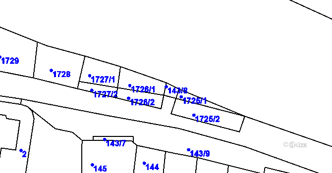Parcela st. 143/8 v KÚ Hlohovec, Katastrální mapa