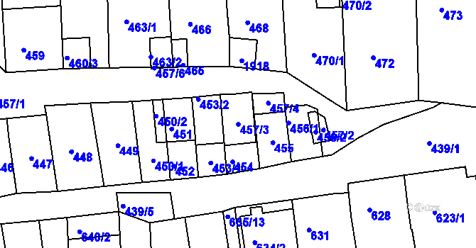 Parcela st. 457/3 v KÚ Hlohovec, Katastrální mapa