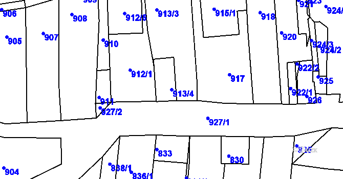 Parcela st. 913/4 v KÚ Hlohovec, Katastrální mapa